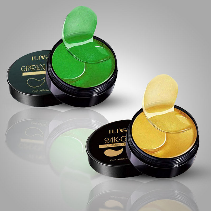 Unisex goud oogmasker voor gezichtsverzorging; vermindert wallen en rimpels, hydraterend.