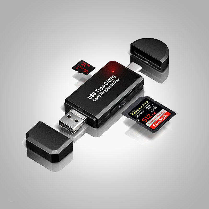 Universele USB-C kaartlezer voor SD & MicroSD kaarten. Snelle data overdracht en foto back-up.