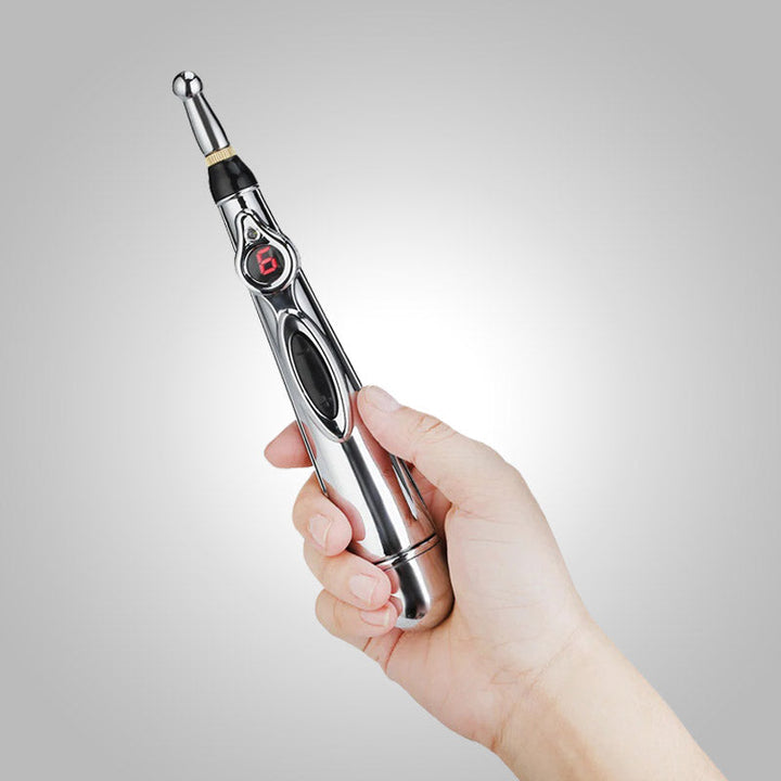 Gedetailleerde weergave van de knoppen en functies van de elektrische acupunctuur pen voor optimale pijnverlichting.