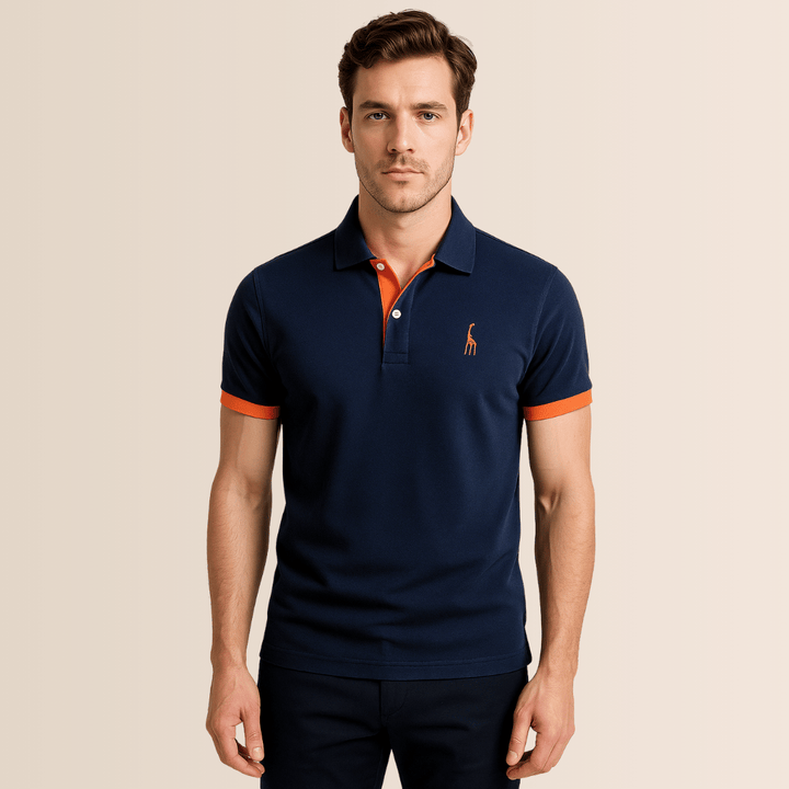 Heren poloshirt met stijlvolle opstaande kraag en v-hals. Comfortabele effen casual lente/zomer kleding voor heren.