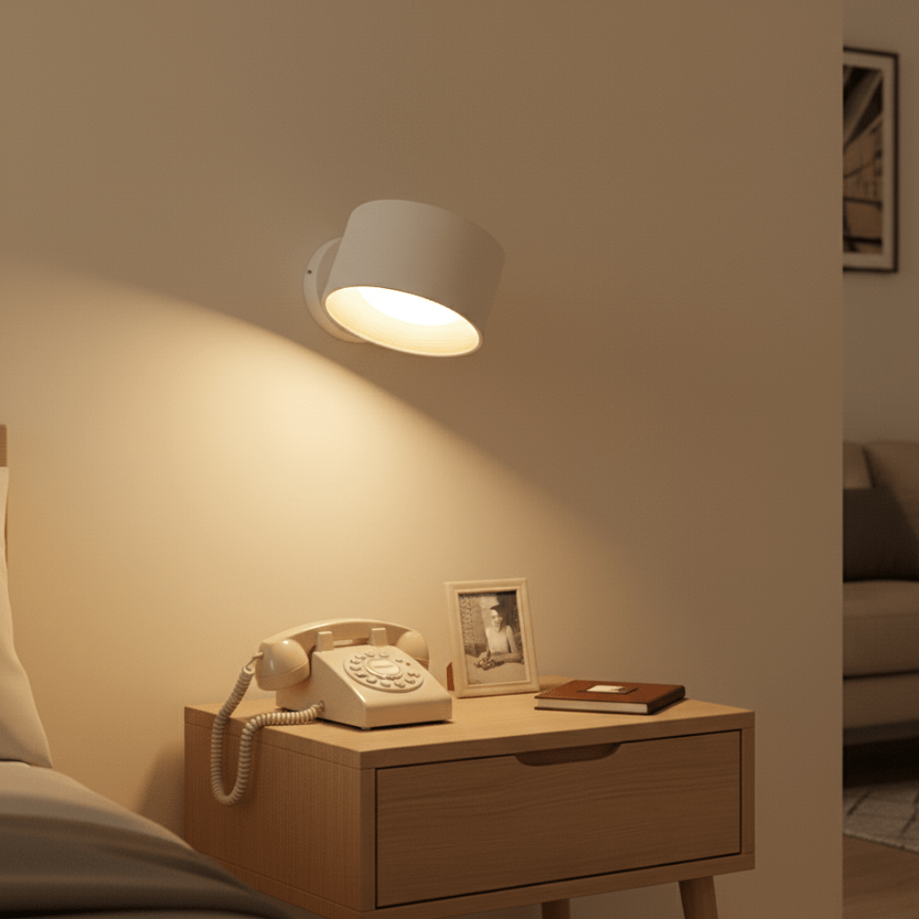 Moderne Scandinavische wandlamp met zachte LED verlichting, ideaal voor sfeervolle gang.