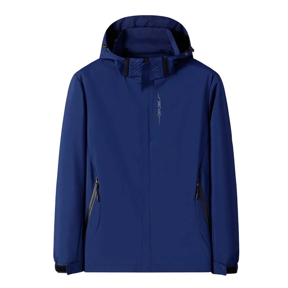 Functionele waterdichte herenjas van ademend polyester, comfortabel voor actieve buitenactiviteiten & sport.