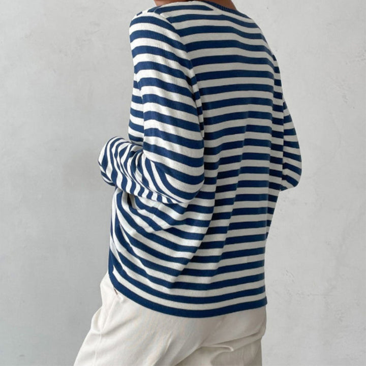 Gestreepte dames sweatshirt Hoymans, ronde hals, lange mouwen. Comfortabel & stijlvol voor dagelijks gebruik.
