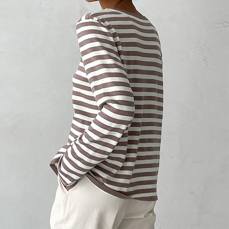 Perfect gestreept dames sweatshirt voor de lente, comfortabel met lange mouwen en een trendy uitstraling.