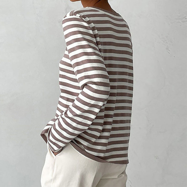 Perfect gestreept dames sweatshirt voor de lente, comfortabel met lange mouwen en een trendy uitstraling.