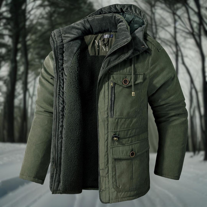 Comfortabele heren winterjas met zachte voering en verstelbare capuchon, ideaal als warme jas.