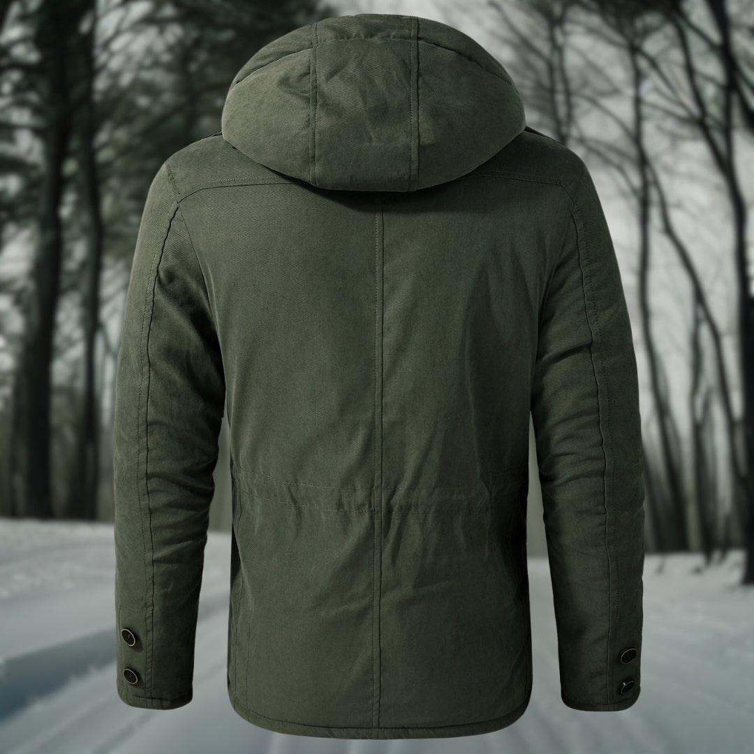 Hoogwaardige heren winterjas met capuchon, ideaal voor outdoorkleding en de koude wintermaanden.
