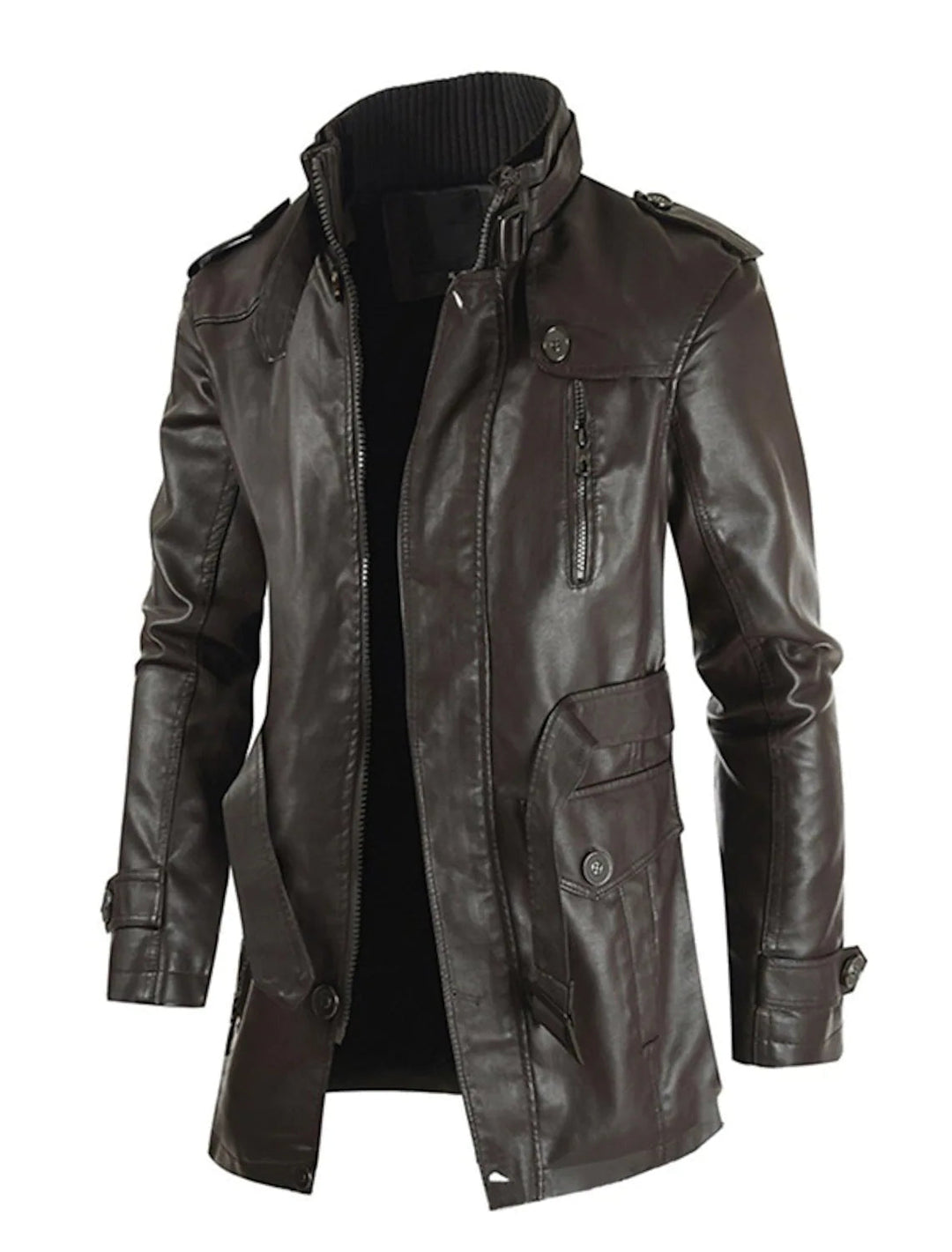 Lichtbruine heren lange jas met vintage look, comfortabel voor zowel zakelijk als casual gebruik. Herfstmode.