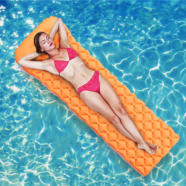 Multifunctioneel opblaasbaar matras, perfect als camping matras en zwembad vlot.