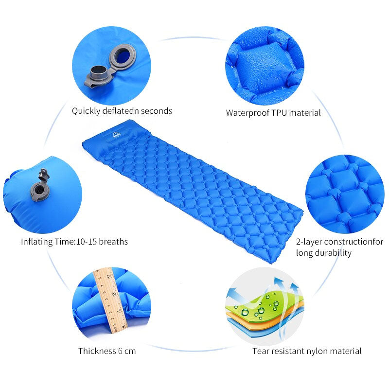 EVA opblaasbaar matras, perfect als zwembad vlot en comfortabel voor kamperen.
