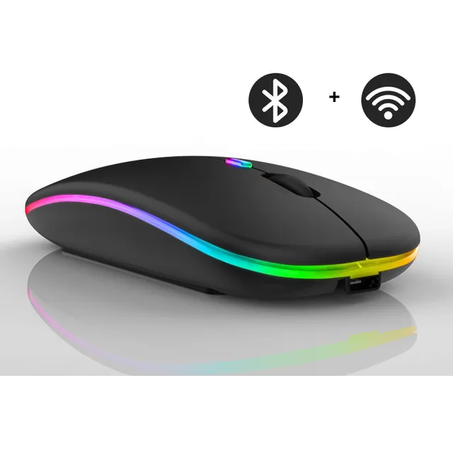 Innovatieve draadloze oplaadbare muis met dynamische LED-verlichting, ergonomisch voor PC, Mac, laptop.