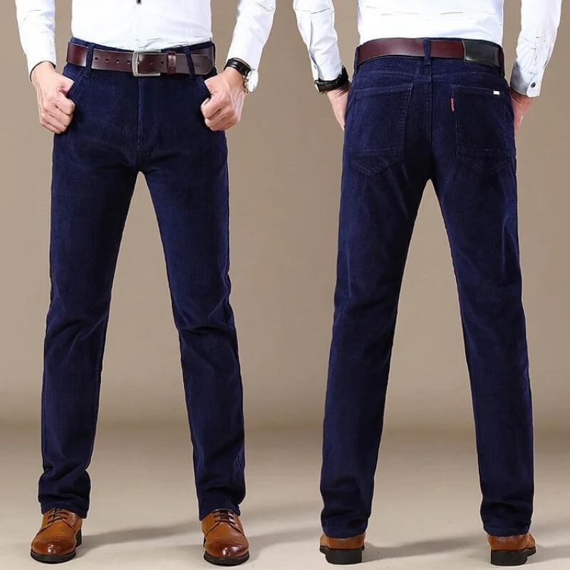 Comfortabele rechte pasvorm Mave heren corduroy broek, perfecte herfst/wintermode in bruin.