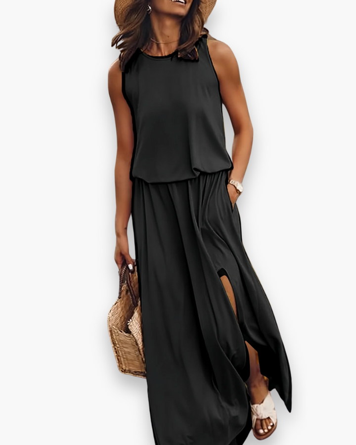 Chique maxi-jurk voor dames in een luchtige stof, ideaal voor zomerse casual outfits.