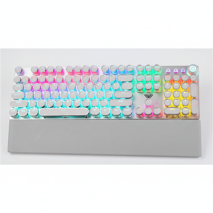 Modern mechanisch computertoetsenbord met sfeervolle LED achtergrondverlichting, perfect voor elke werkplek.