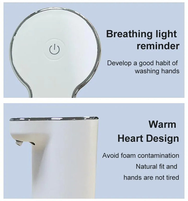 Eenvoudige witte contactloze zeepdispenser voor schuim, draagt bij aan betere persoonlijke hygiëne.