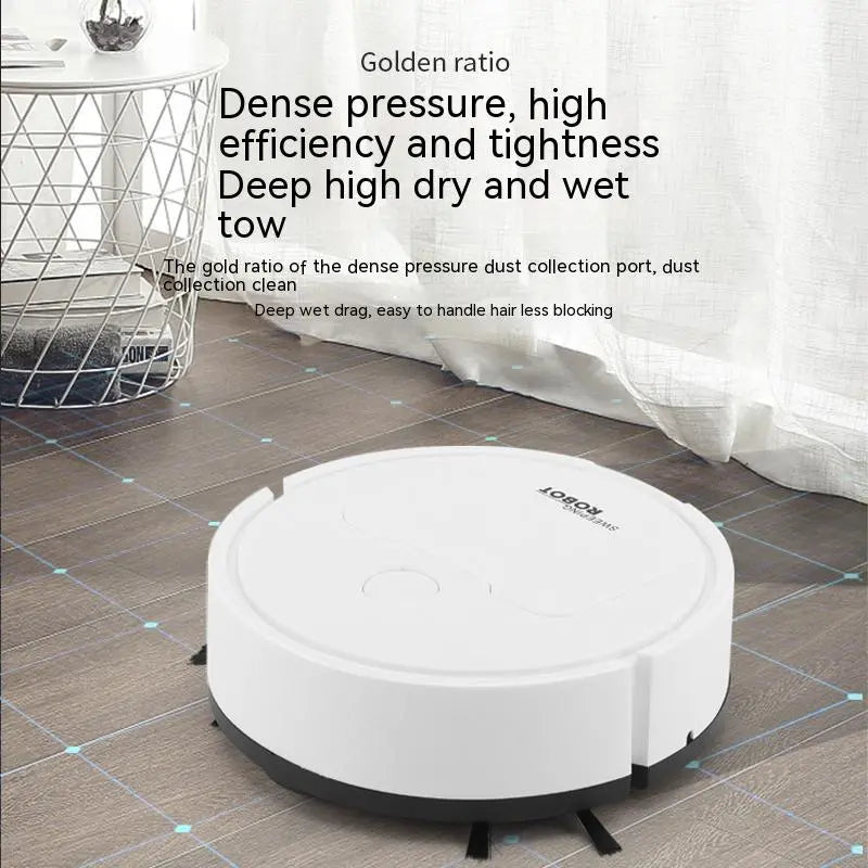 Compacte, slimme mini robotstofzuiger manoeuvreert moeiteloos rond meubels.