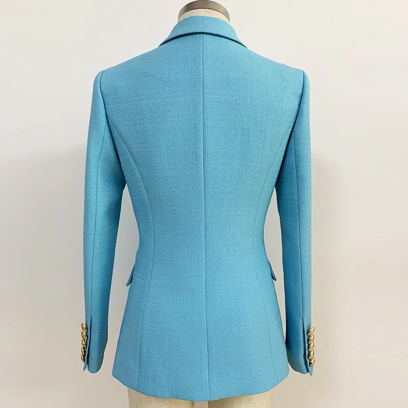 Formele dames blazer, getailleerd model met verfijnde leeuwenknopen, voor een professionele look.