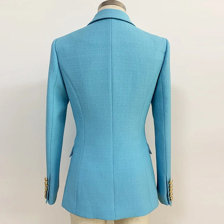 Formele dames blazer, getailleerd model met verfijnde leeuwenknopen, voor een professionele look.