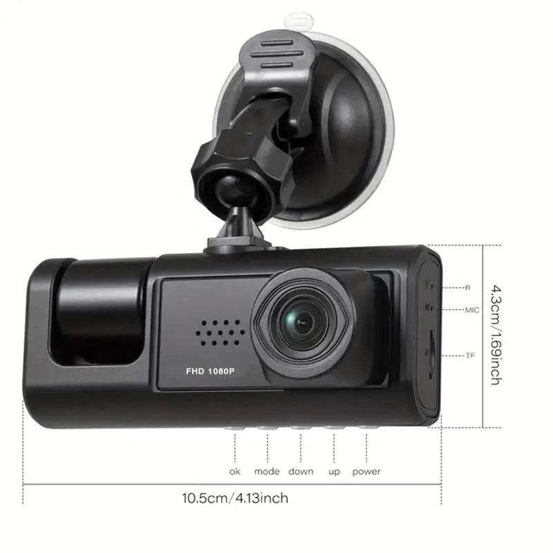 Compacte auto dashcam met infrarood nachtzicht voor heldere opnames in het donker, verhoogt rijveiligheid.