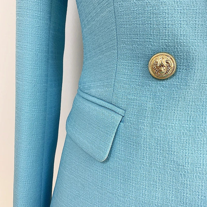 Moderne getailleerde dames blazer met stijlvolle leeuwenknopen, voor een chique verschijning.