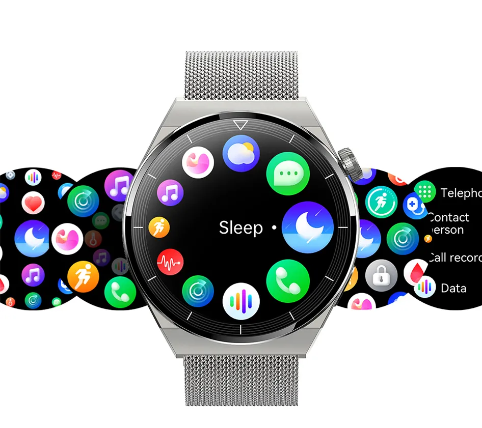 Smartwatch op een sportieve achtergrond, benadrukt fitness- en gezondheidsmonitoring.