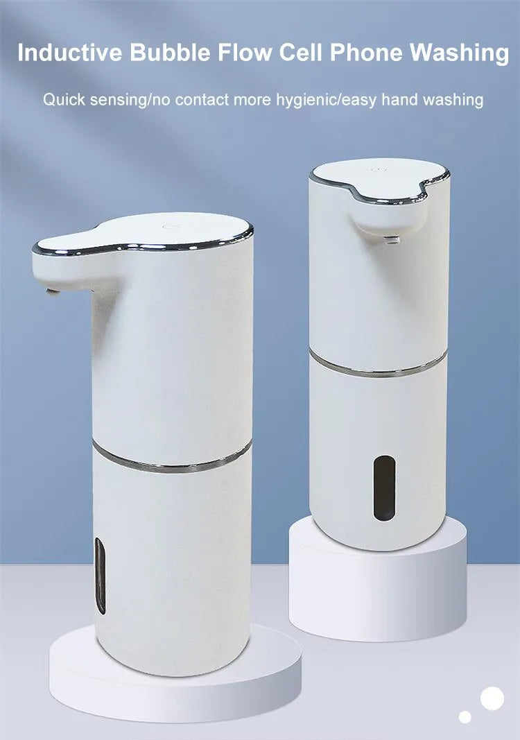 Zeepdispenser wit, automatisch en contactloos, voor gemak en hygiëne in elk modern huis.