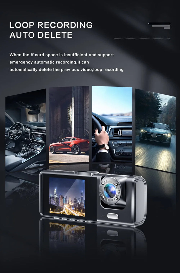 Universele Full HD dashcam gadget met infrarood nachtzicht en brede 170° groothoeklens voor compleet beeld.
