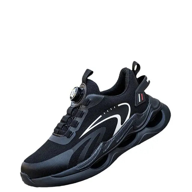 Zwarte heren werkschoenen met stalen neus, bieden maximale bescherming en comfort voor diverse werkzaamheden.