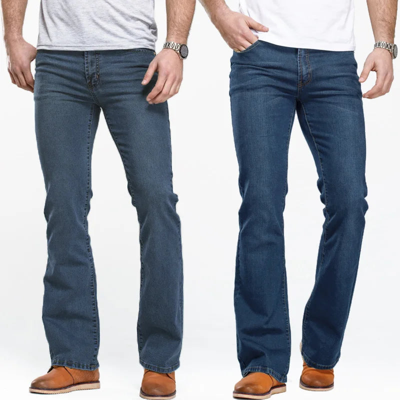 Heren boot cut jeans in modern denim. Comfortabel en stijlvol voor elke gelegenheid.