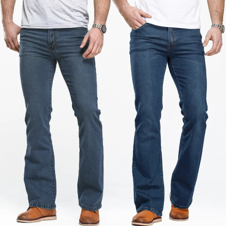 Heren boot cut jeans in modern denim. Comfortabel en stijlvol voor elke gelegenheid.