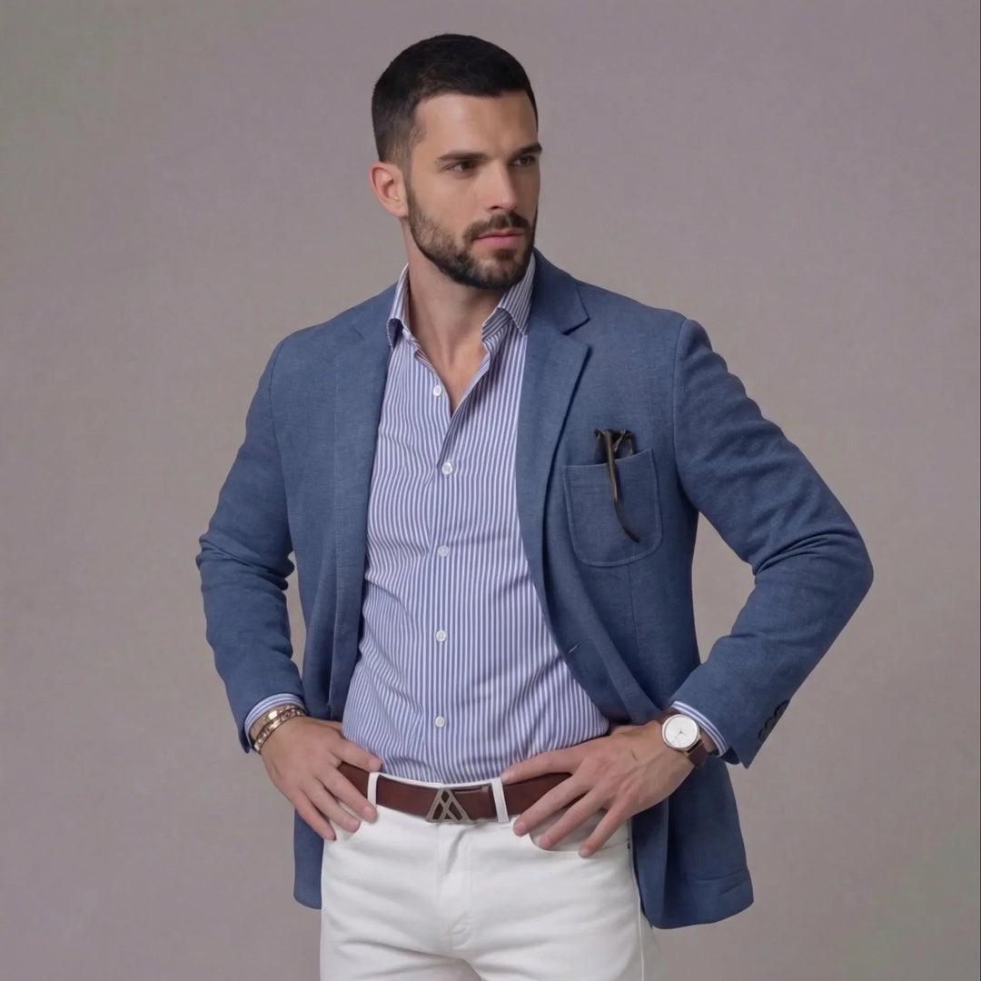 Casual heren blazer met borstzak, comfortabele pasvorm en elegante uitstraling.