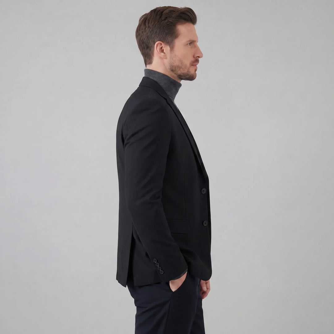 Grijze slimfit herenblazer; veelzijdig colbert voor kantoor, diners of speciale momenten.