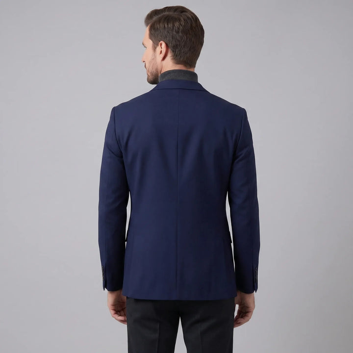 Zakelijke herenblazer, slimfit en single-breasted, voor een professionele en nette uitstraling.
