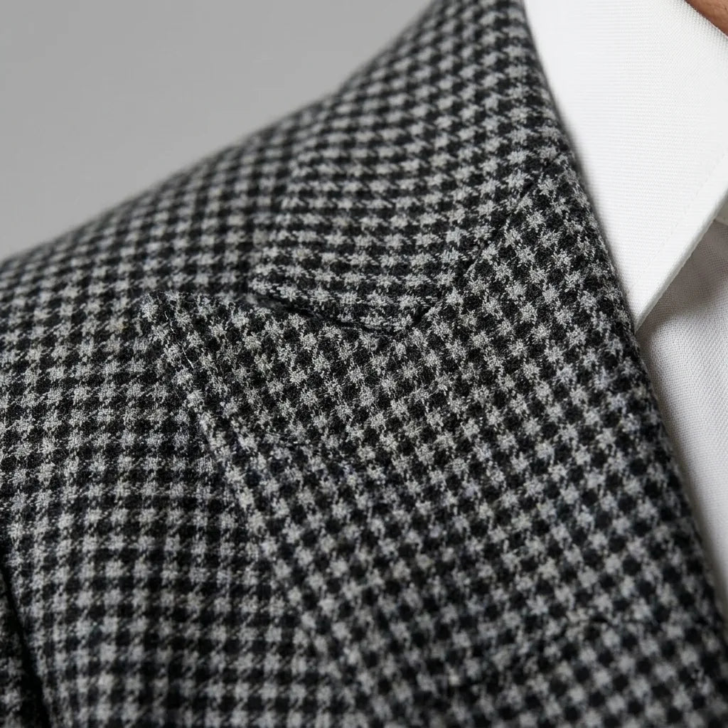 Iconische double-breasted herenblazer met ruitpatroon; een must-have voor de moderne en elegante man.