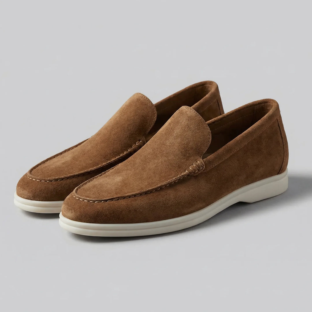 Bruine casual instappers, robuuste slip-on schoenen met klassieke penny strap.