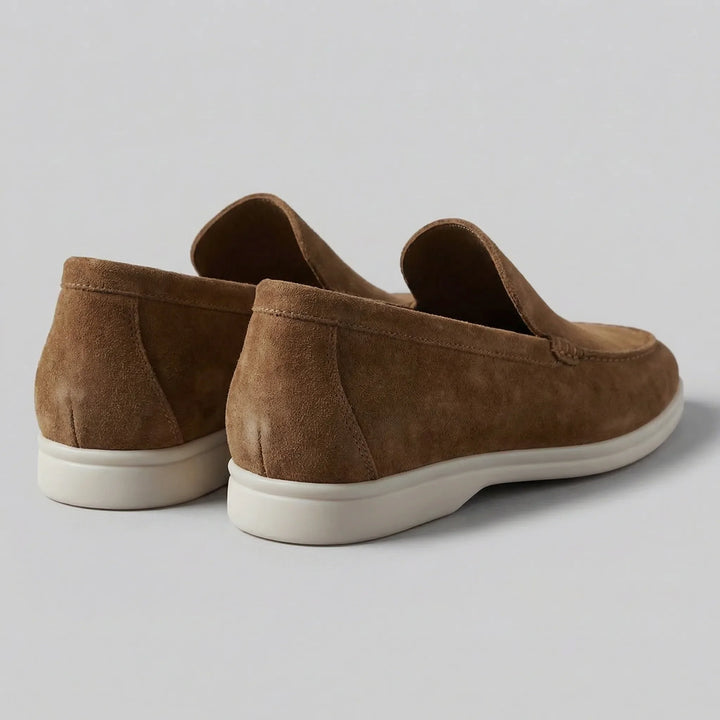 Grijsblauwe slip-on schoenen, moderne instappers met penny detail voor casual gebruik.