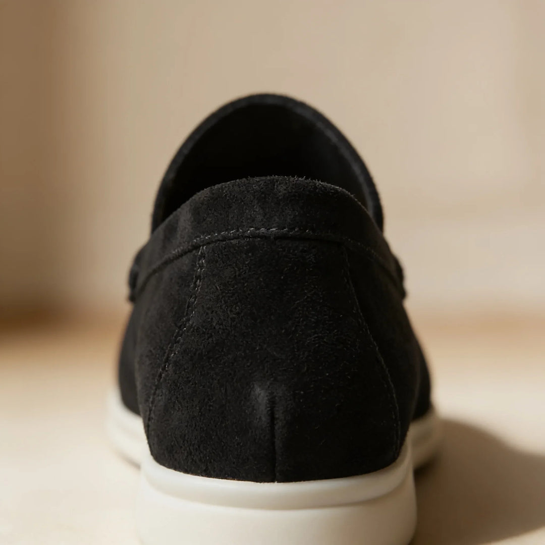 Beige comfortabele loafers, elegante platte schoenen met penny strap voor dames.