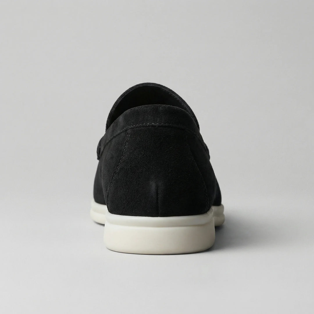 Zwarte nette loafers, professionele dames instappers met penny strap.