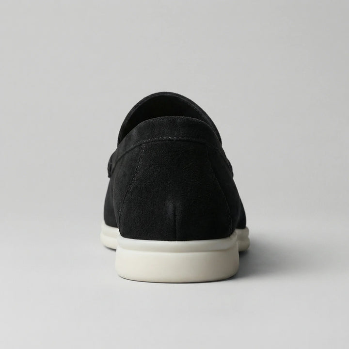 Zwarte nette loafers, professionele dames instappers met penny strap.