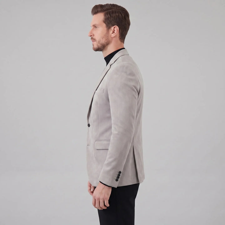 Blauwe slimfit herenjasje met V-hals, single-breasted, perfect voor een stijlvolle look.