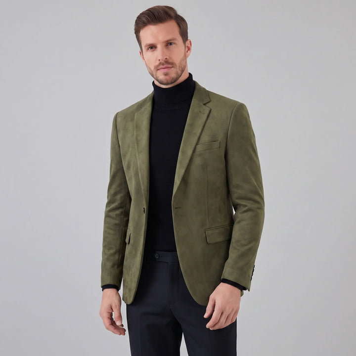 Heren slim fit blazer met V-hals, single-breasted, voor een moderne zakelijke look.