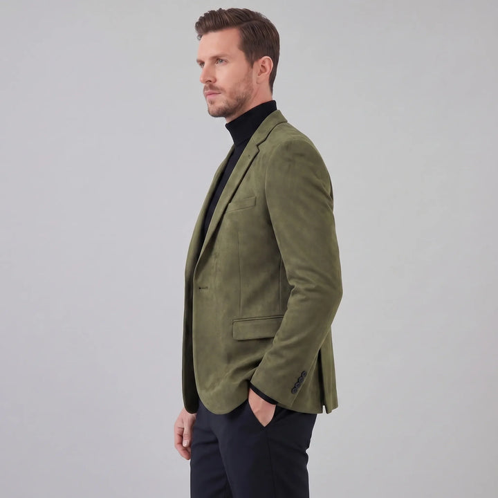 Stijlvolle heren blazer, slim fit, met unieke V-hals, perfect voor casual en zakelijk.