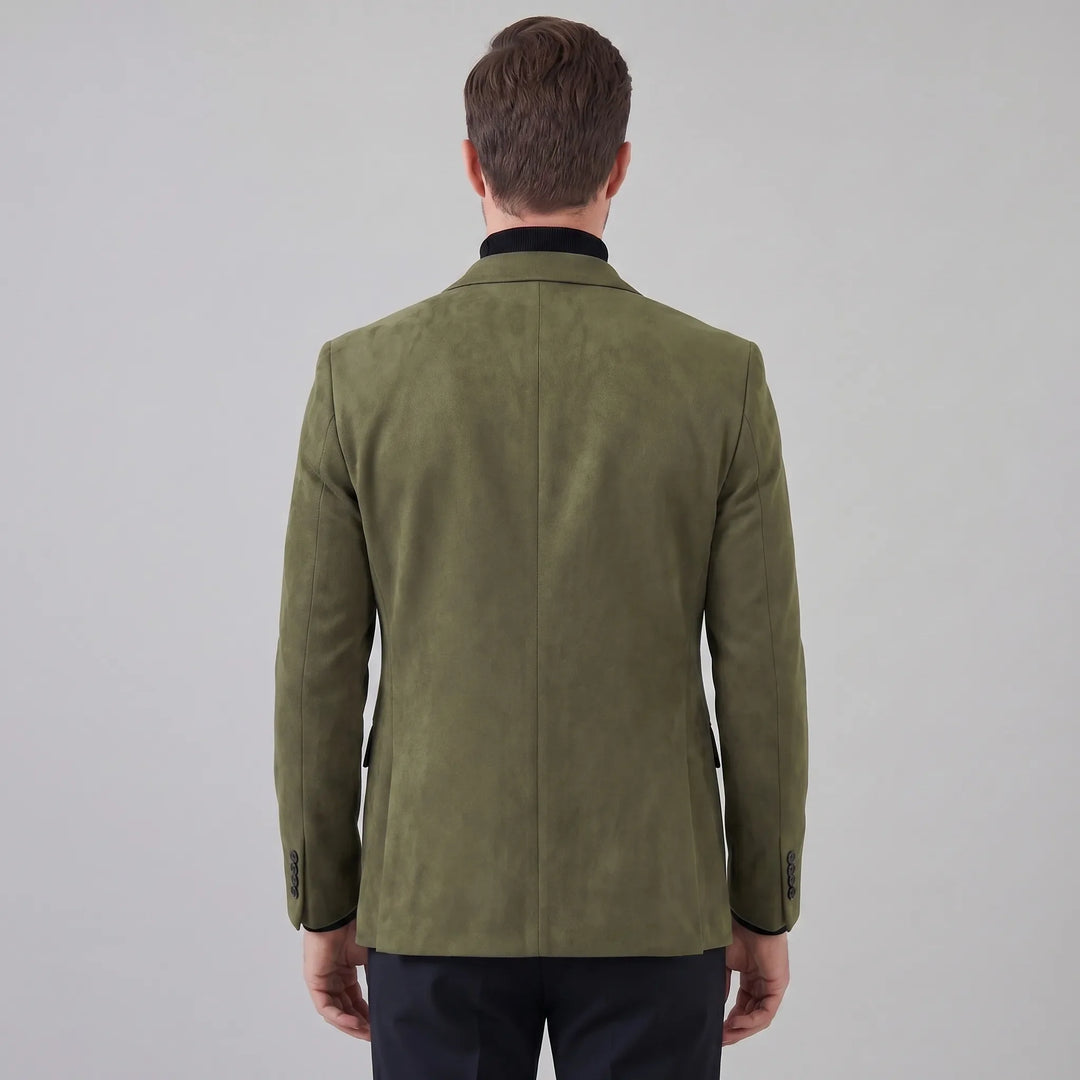Elegante slimfit herenjasje met V-hals en enkele rij knopen, veelzijdig voor elke gelegenheid.