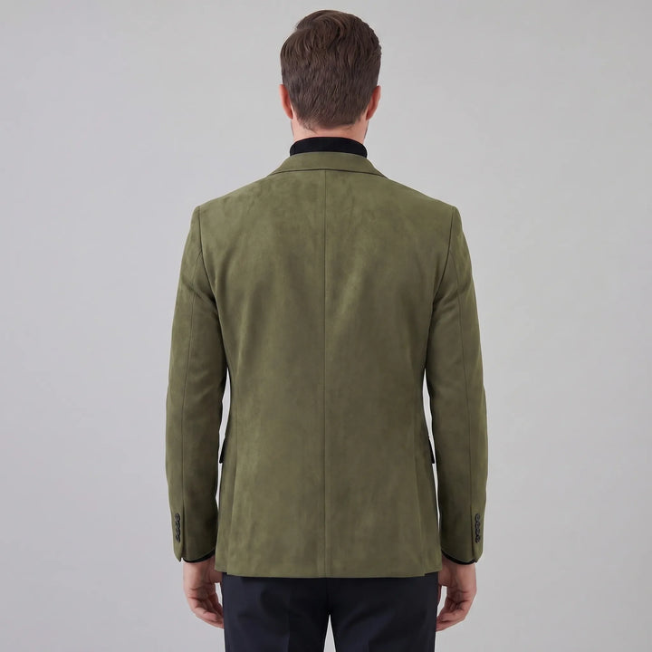 Elegante slimfit herenjasje met V-hals en enkele rij knopen, veelzijdig voor elke gelegenheid.