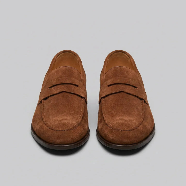Groene heren penny loafers, stijlvolle en comfortabele keuze voor de moderne man.