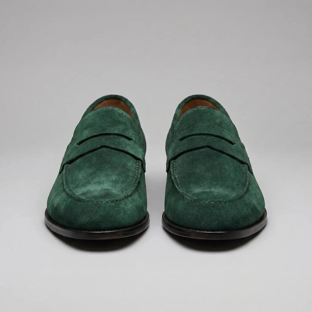Groene heren instappers, tijdloze stijl met modern comfort, perfect voor smartcasual.