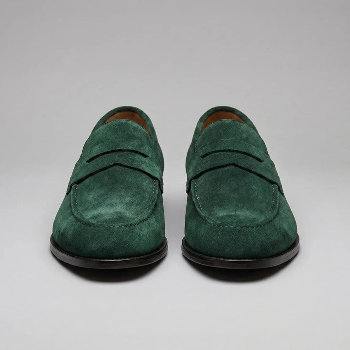 Groene heren instappers, tijdloze stijl met modern comfort, perfect voor smartcasual.