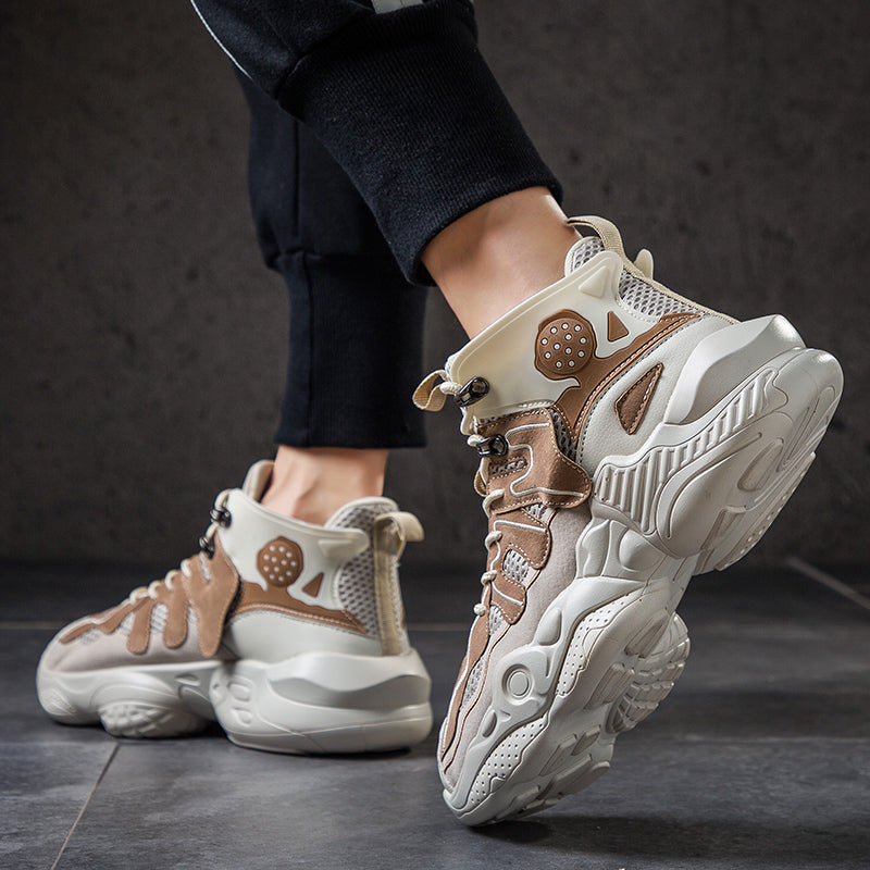 Kleurrijke herensneakers, hoge uitvoering met veters, perfect voor een trendy uitstraling.