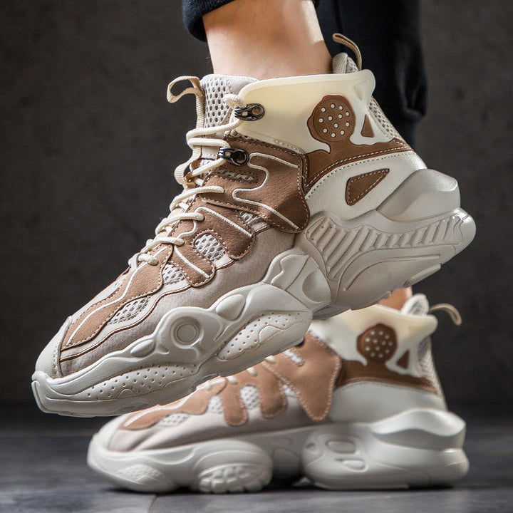 Ademende herensneakers, hoog model, multi-color voor comfort en stijl.