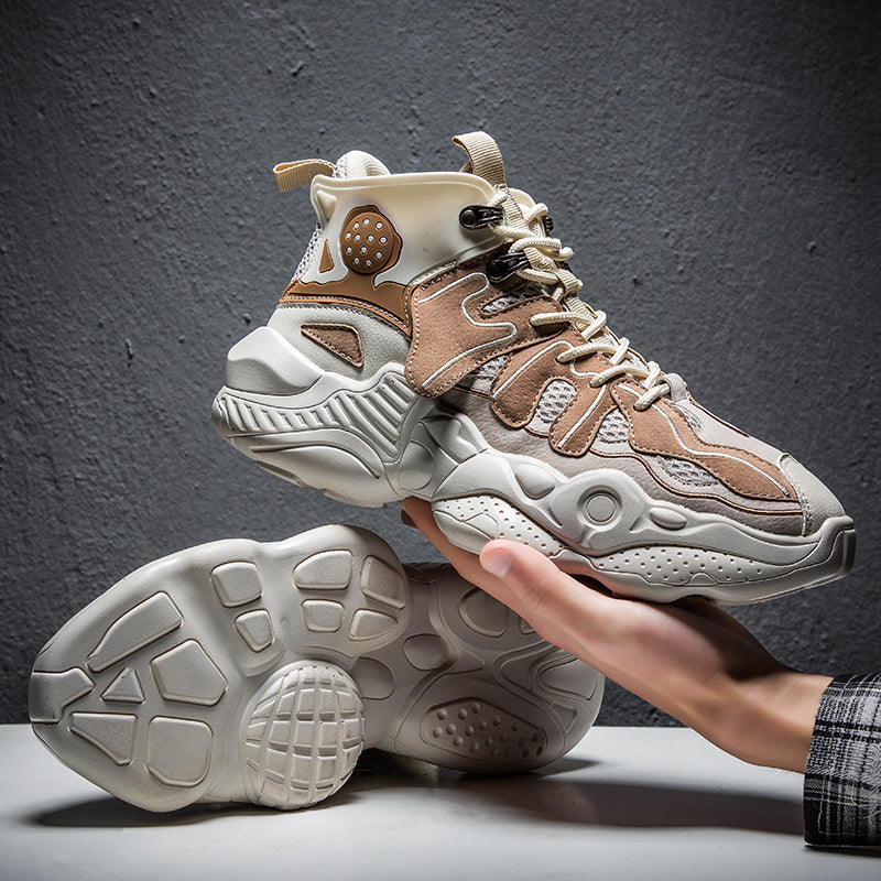 Heren vetersneakers, kleurrijk hoog model, casual en trendy voor elke gelegenheid.